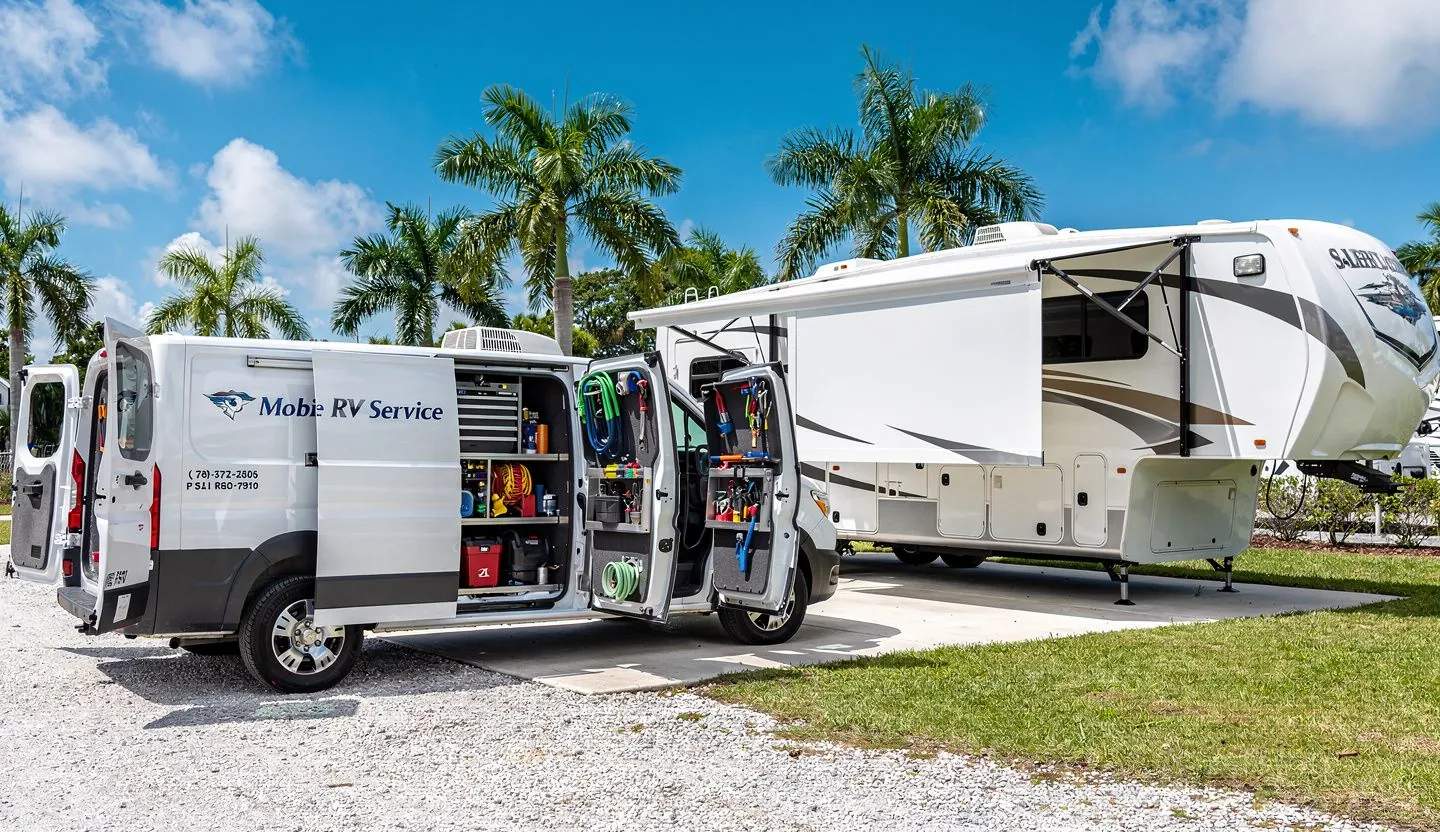 Jack's RV Repair mobile service van at an Orlando Florida RV park