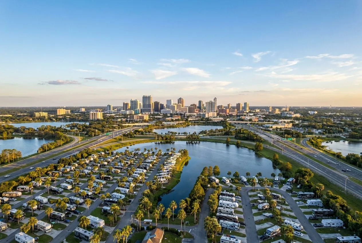 Aerial view of Orlando Florida where Jack's RV Repair provides mobile service